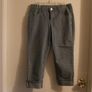 Style & Co Petite Navy Striped Capri's